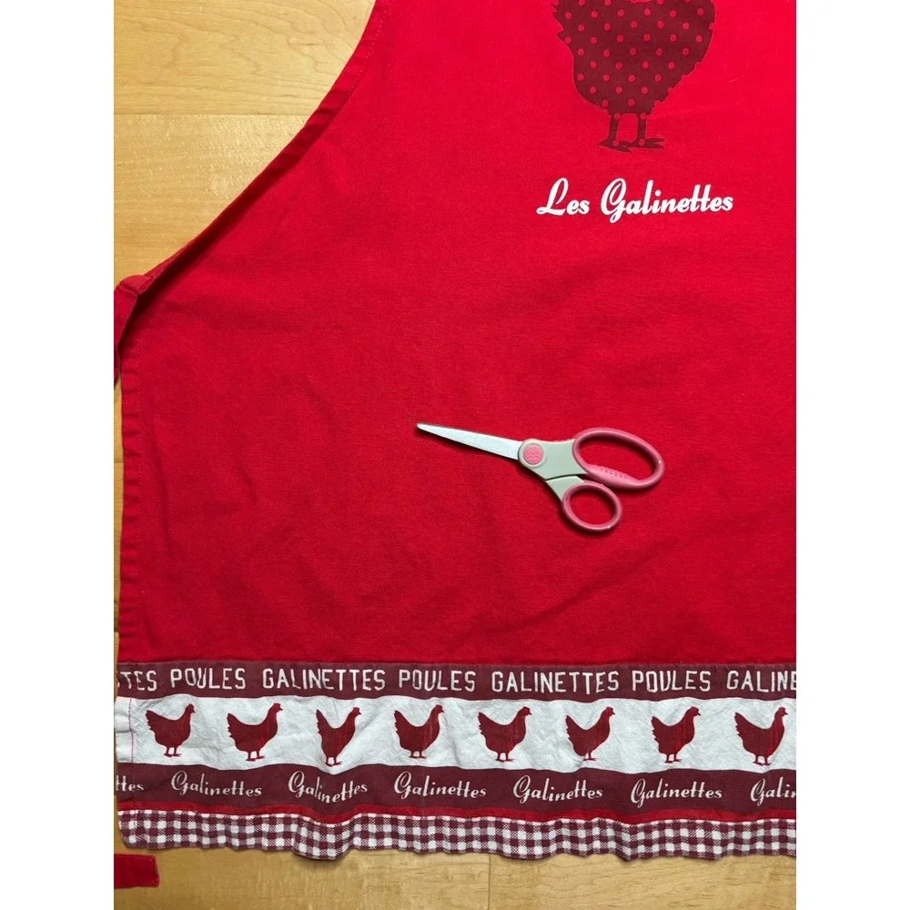 Red Chicken Apron Les Galinettes Cotton Country French Cottage Core